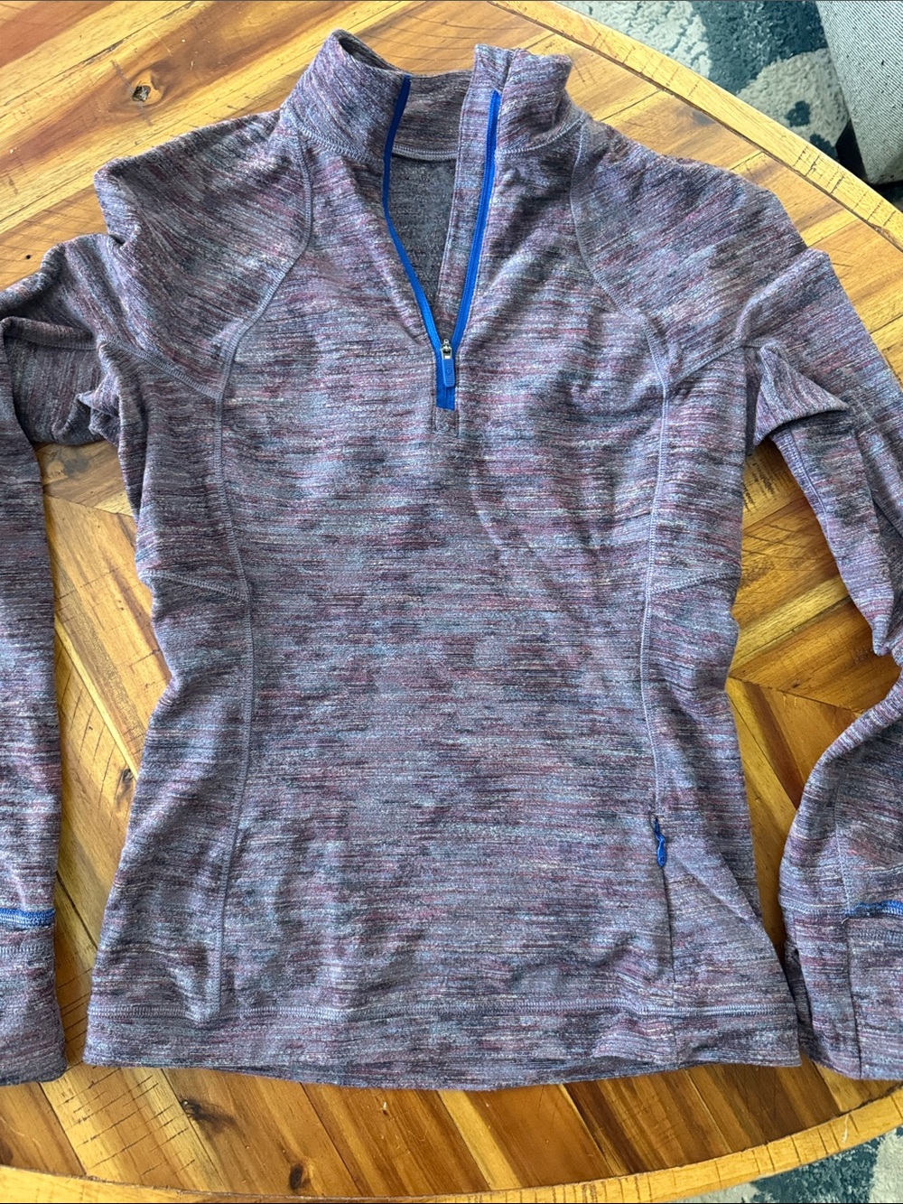 lululemon athletica Heathered Purple Quarter-Zip Pullover with Blue Trim